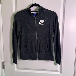 Nike Kids Hoodie Full Zip Logo Dark Gray Size L